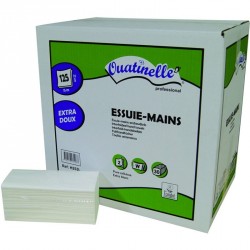3750 Essuie-mains lisse pliés en W blanc 2x19g/m² - 2 plis - 22x34cm - H253L