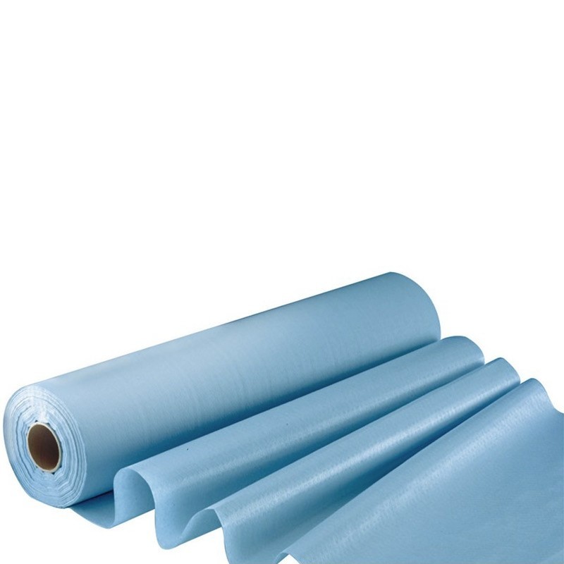 Drap examen plastifié bleu gaufrés collés vendu en carton de 6 rouleaux