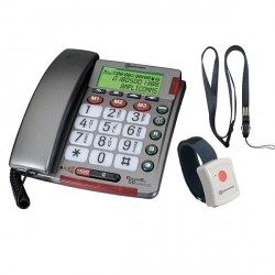 TELEPHONE FILAIRE ECRAN ET BRACELET APPEL URGENCE AMPLICOMMS POWERTEL97-AMP007