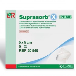 Pansement HydroBalance + PHMB Suprasorb®X 5x5cm Boite de 5-20540